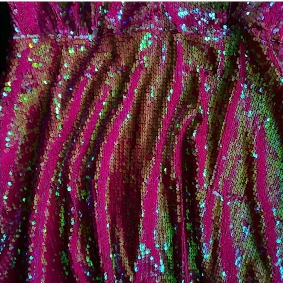 SOUTHERN FRIED CHICS Hot Pink Sequins Mini Dress - Picture 7 of 9